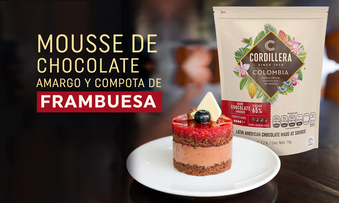 Imagen de Mousse de chocolate amargo y compota de frambuesa